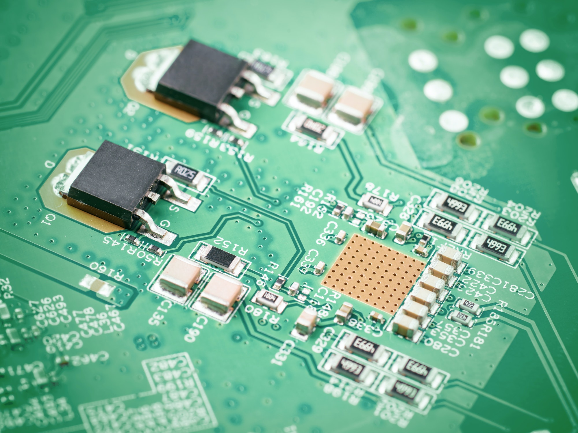 electronic components on motherboard