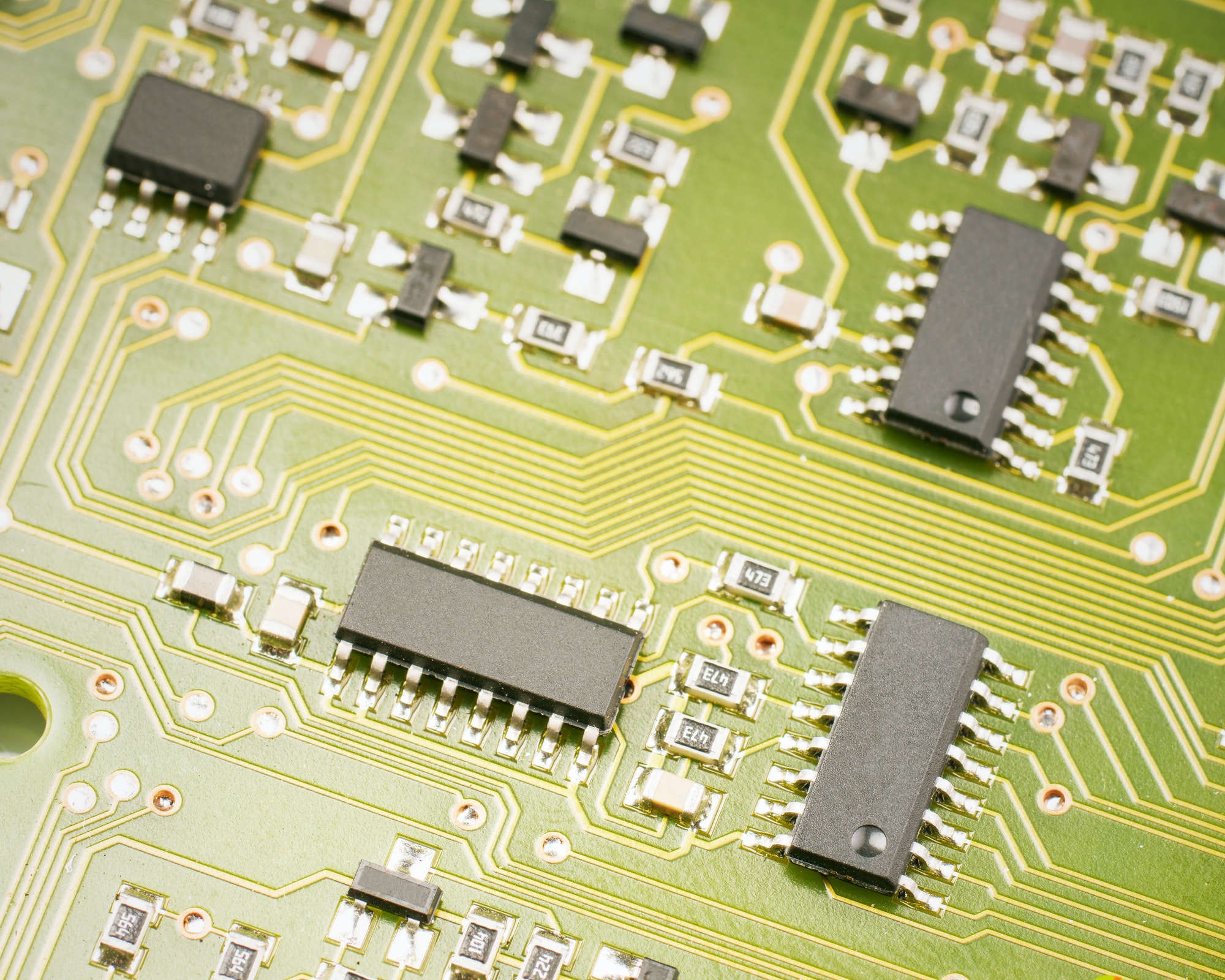 electronic components on motherboard